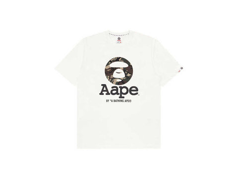 WHITE MOONFACE PATTERNED T-SHIRT AAPE