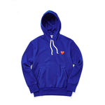 CDG PLAY SMALL RED HEART PULLOVER HOODIE "BLUE"