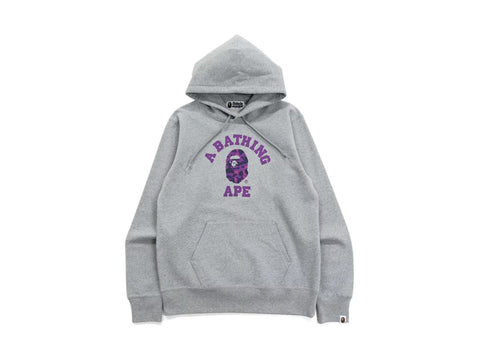 BAPE COLLEGE RED LOGO PULLOVER HOODIE "GREY"