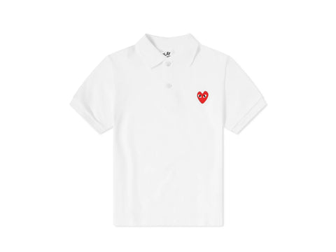 CDG PLAY BUTTON RED HEART TEE "WHITE"